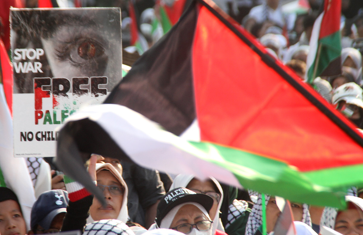 Ilustrasi bendera Palestina. (BeritaNasional/Oke Atmaja)