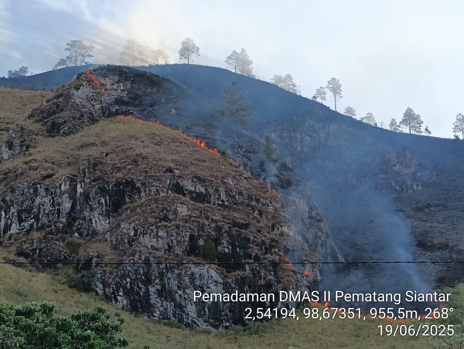 Situasi kebakaran lahan di Kabuoaten Samosir Sumut mulai padam (BeritaNasional/BNPB)