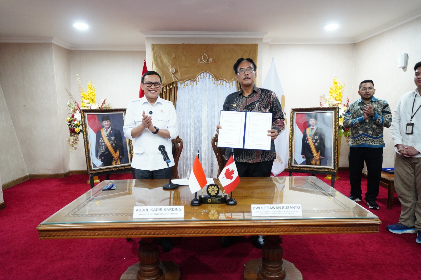 Kementerian Pelindungan Pekerja Migran Indonesia (KemenP2MI) resmi bekerja sama dengan Department of Health New Brunswick, Kanada. (Foto/KemenP2MI)