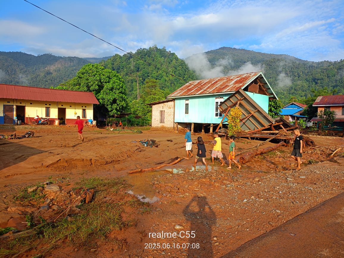 Situasi setelah banjir bandang terjang Kabupaten Morowali Utara Sulawesi Tengah. (BeritaNasional/BNPB)