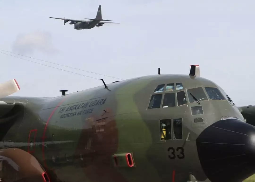 Pesawat hercules. (Foto/TNI AU).