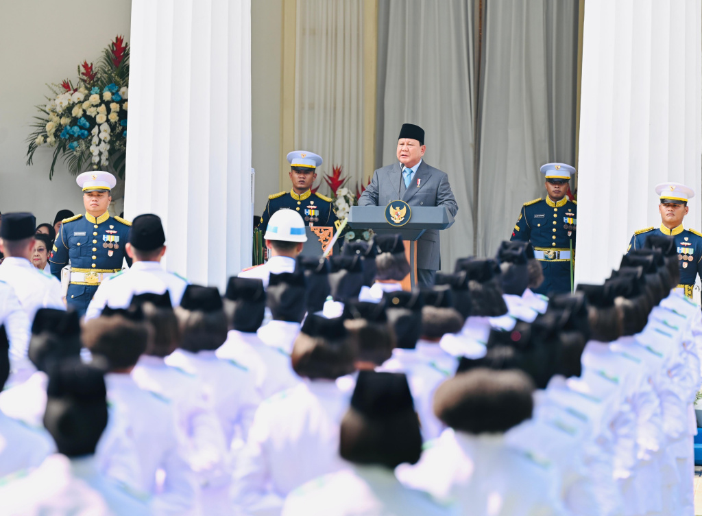 Presiden Prabowo Subianto memimpin upacara Hari Lahir Pancasila di Gedung Pancasila, Jakarta, Senin (2/6/2025). (Berita nasional.com/Oke Atmaja)