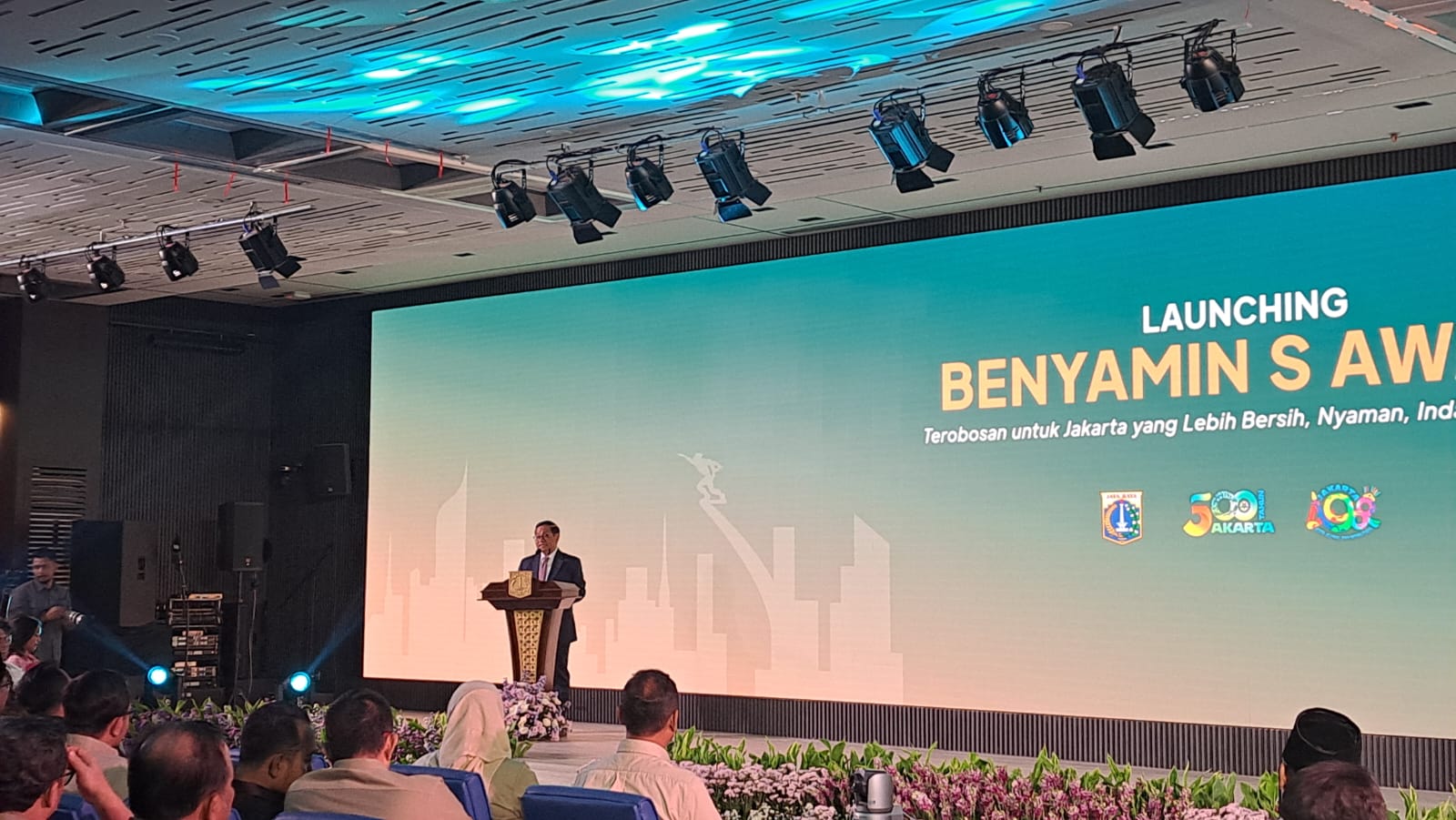 Gubernur DKI Jakarta Pramono Anung saat peluncuran Benyamin S Award di Balai Kota Jakarta. (BeritaNasional/Lydia)