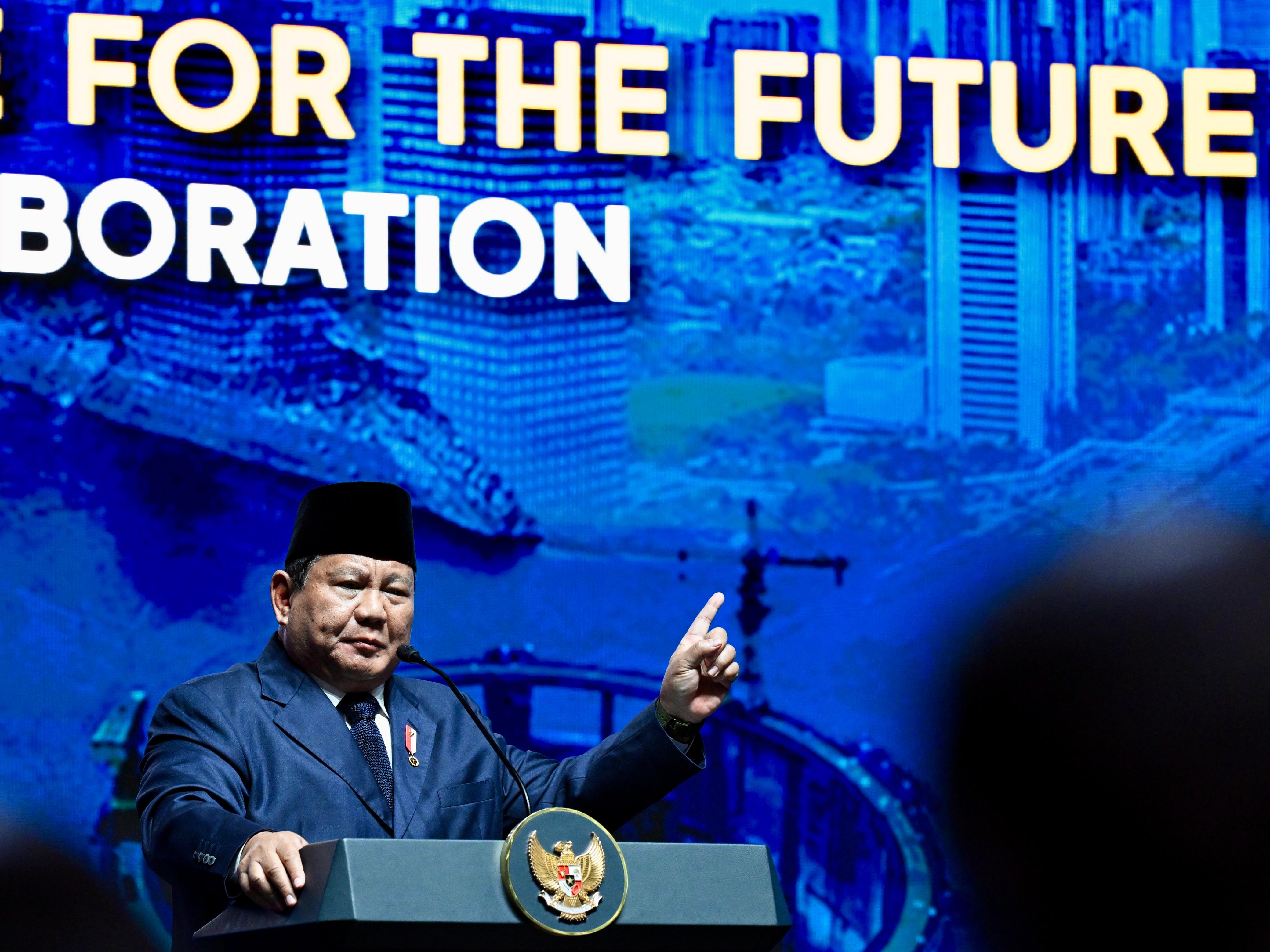 Presiden Prabowo Subianto saat berpidato. (Foto/BPMI Setpres)