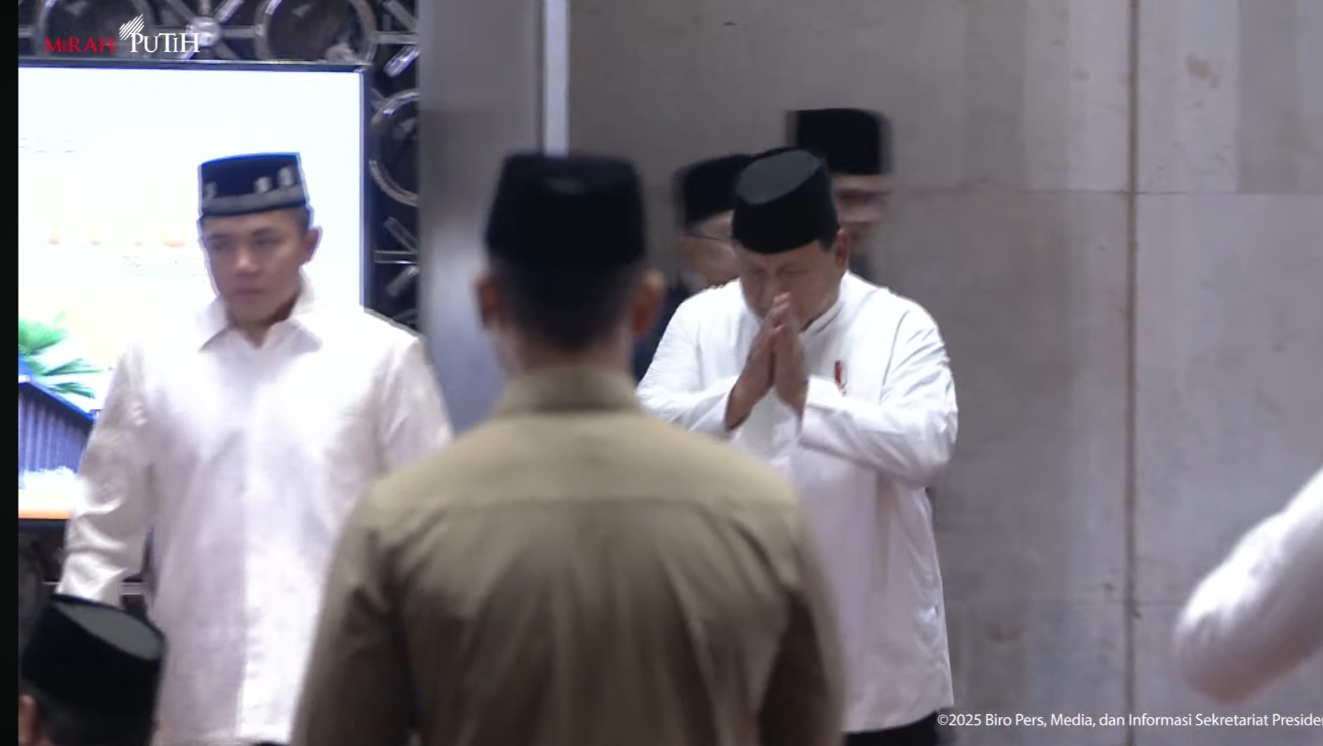Presiden Prabowo Subianto tiba di Masjid Istiqlal. (Foto/YouTube Setpres)