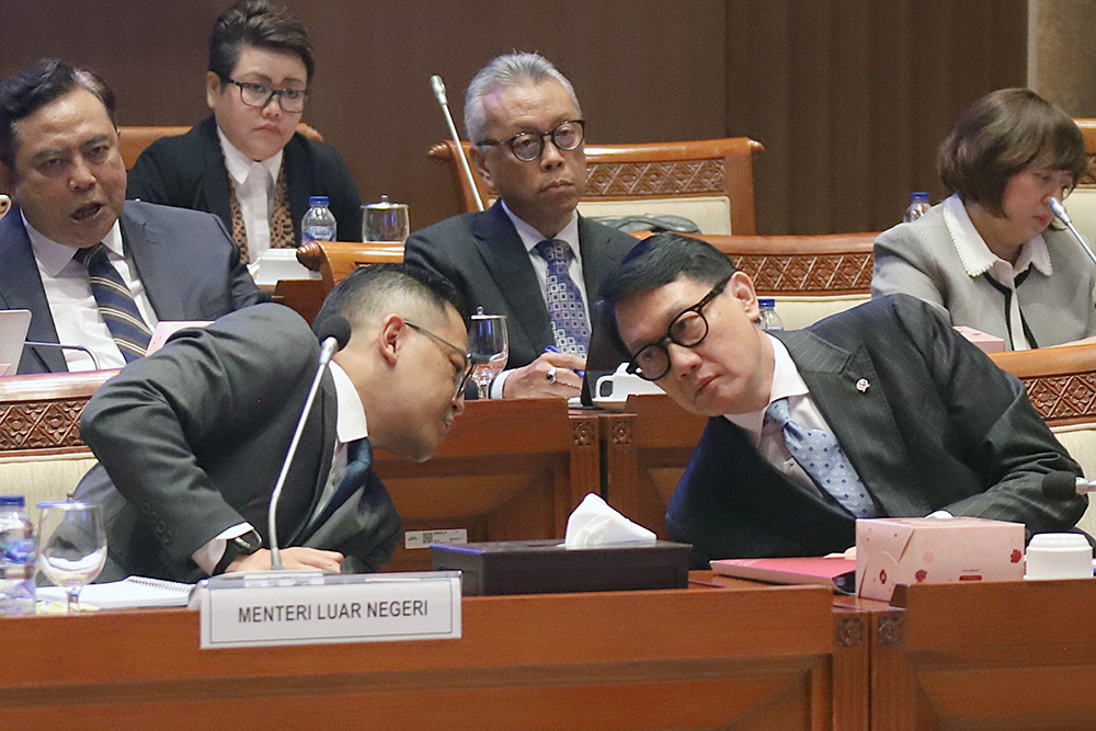 Rapat kerja Komisi I dengan Menlu bahas situasi geopolitik. (BeritaNasional/Elvis Sendouw)