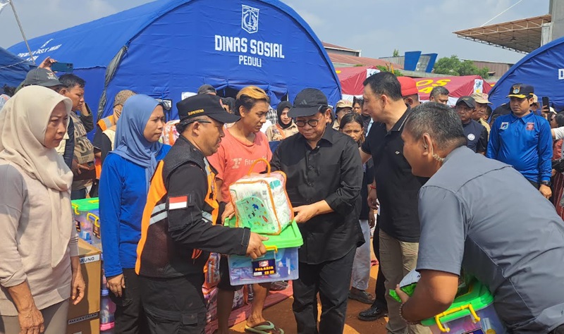Gubernur DKI Jakarta Pramono Anung tinjau korban kebakaran (Beritanasional/Lydia)