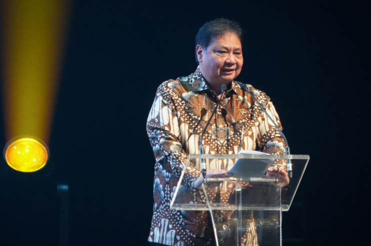 Menko Bidang Perekonomian Airlangga Hartarto saat berpidato di Green Impact Festival. (Foto/Kemenko Perekonomian)