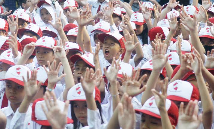 Murid sekolah dasar di Jakarta. (BeritaNasional/Oke Atmaja)