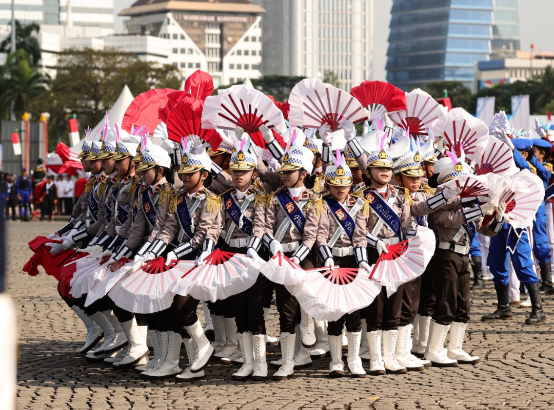 Penampilan Polisi cilik saat HUT Bhayangkara di Monas Jakarta. (BeritaNasional/polri)