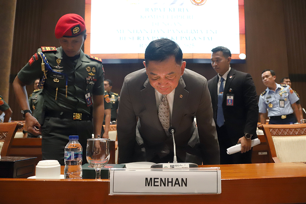 Rapat kerja Komisi I dengan Kementerian Pertahanan dan Panglima TNI. (BeritaNasional/Elvis Sendouw)