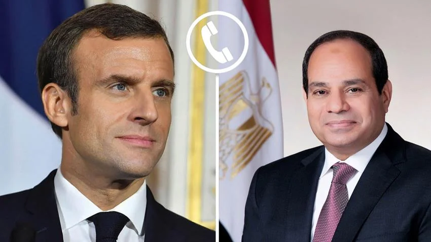 Presiden Mesir Abdel-Fattah al-Sisi (kanan) membahas upaya mediasi untuk gencatan senjata di Jalur Gaza dalam sebuah panggilan telepon dengan Presiden Prancis Emmanuel Macron. (Foto/Pemerintah Mesir)