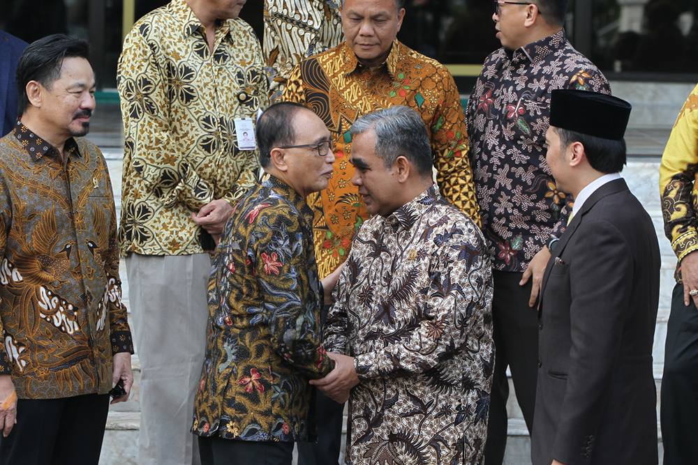 Pimpimnan MPR RI saat mengunjungi kantor Mahkamah Agung. (BeritaNasional/Elvis Sendouw/Agus SinPo.id)