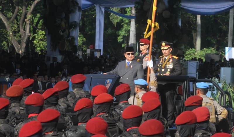 Presiden Prabowo menghadiri HUT Bhayangkara (Beritanasional/Oke Atmaja)