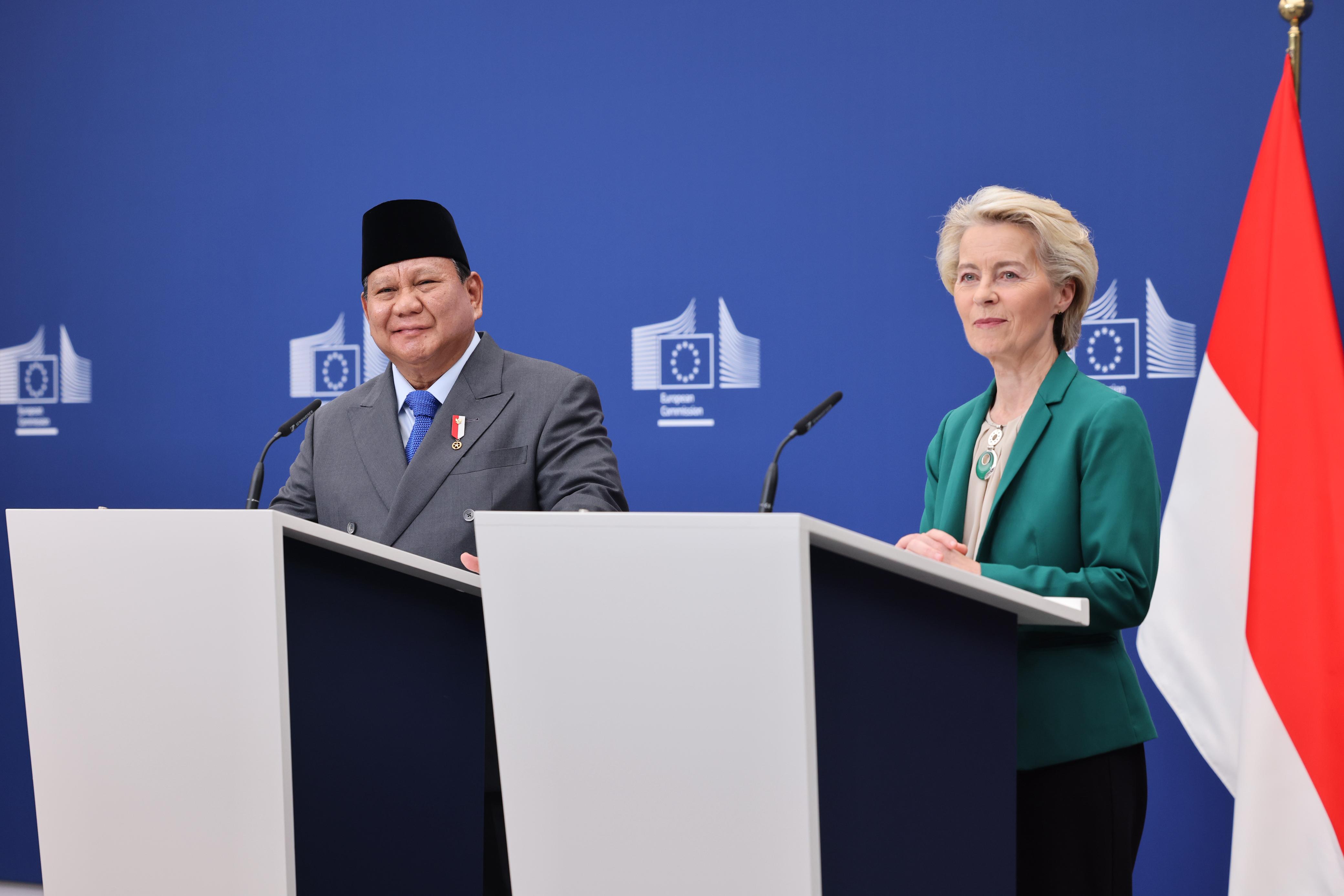 Presiden Komisi Eropa Ursula von der Leyen dan Presiden RI Prabowo Subianto. (Foto/Tim Media Presiden Prabowo)