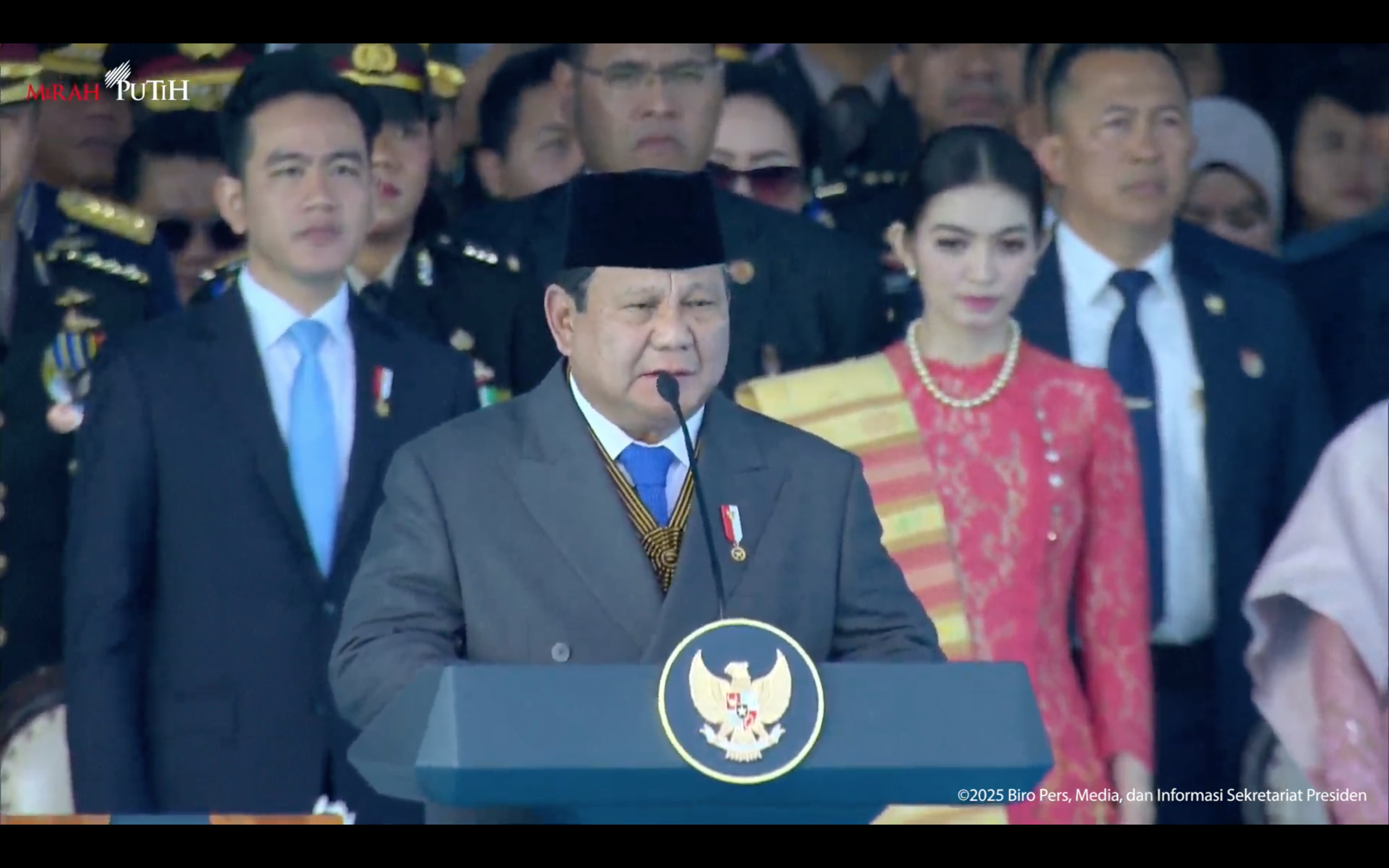 Presiden Prabowo Subianto di HUT Bhayangkara ke-79. (Foto/YouTube Sekretariat Presiden)