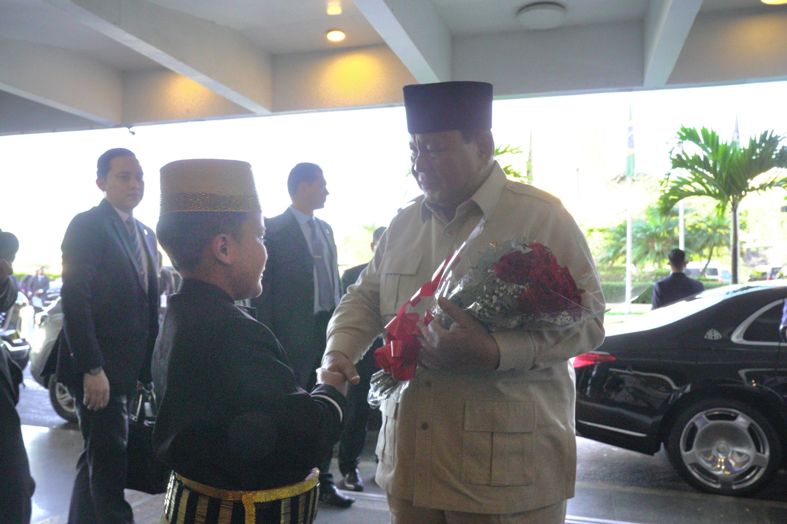 Presiden Prabowo Subianto disambut di Brasil. (Foto/Tim Prabowo)