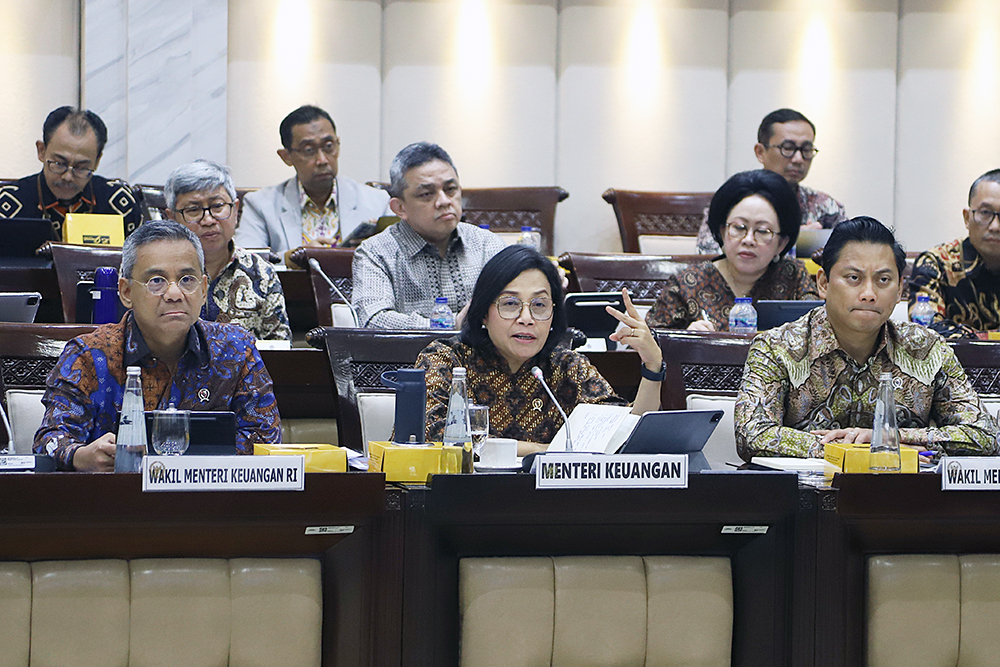 Rapat Kerja Komisi XI bersama Kementerian Keuangan bahas LKPP Tahun Anggaran 2024. (BeritaNasional/Elvis Sendouw)