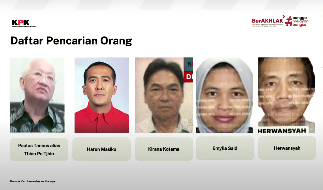 Lima buronan kasus korupsi yang menjadi fokus pengejaran KPK. (Foto/Doc. KPK)