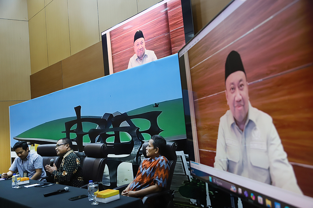 Diskusi Dialektika Demokrasi dengan tema: ”HUT RI Menjadi Momen Semangat Persatuan Membangun Indonesia Emas 2045. (BeritaNasional/Elvis Sendouw)