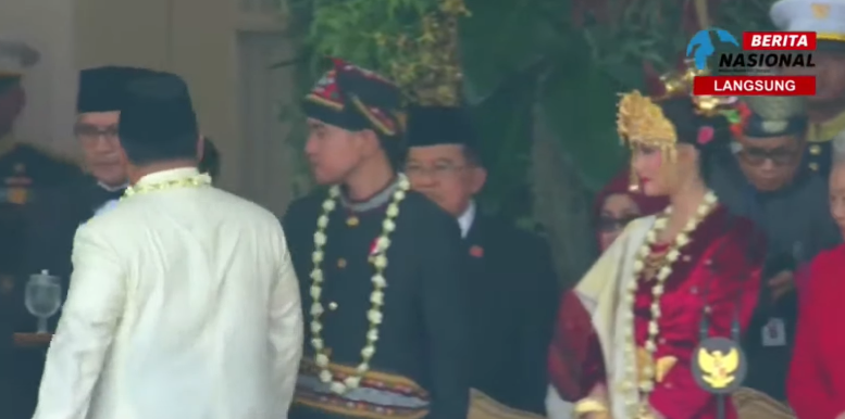 Wapres Gibran kenakan baju Adat Gayo di upacara HUT ke-80 RI. (Foto/Tangkapan Layar)