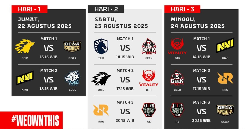 Jadwal MPL ID S16 pekan pertama. (Foto/Instagram MPL ID)