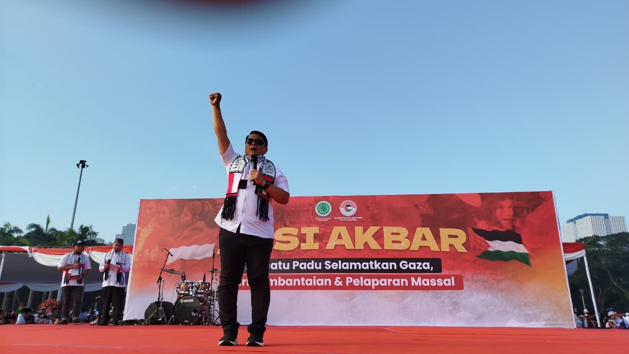 Ketua BKSAP DPR Mardani Ali Sera berorasi dukungan kemerdekaan Palestina (BeritaNasional/istimewa)