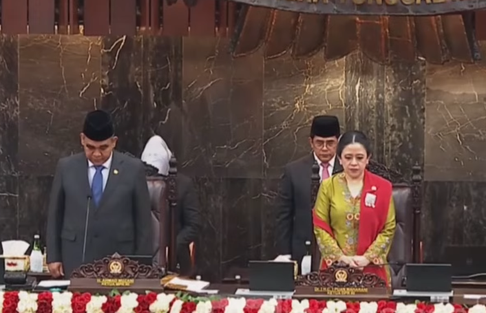Ketua MPR Ahmad Muzani dan Ketua DPR Puan Maharani di Sidang Tahunan MPR 2025. (Foto/YouTube)