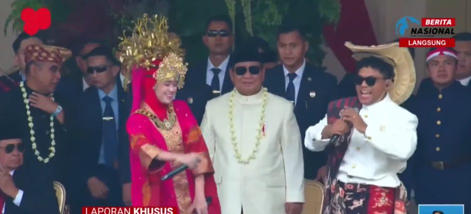 Momen Presiden Prabowo Subianto ikut bergoyang di acara HUT ke-80 RI di Istana Merdeka. (Foto/Tangkapan layar)
