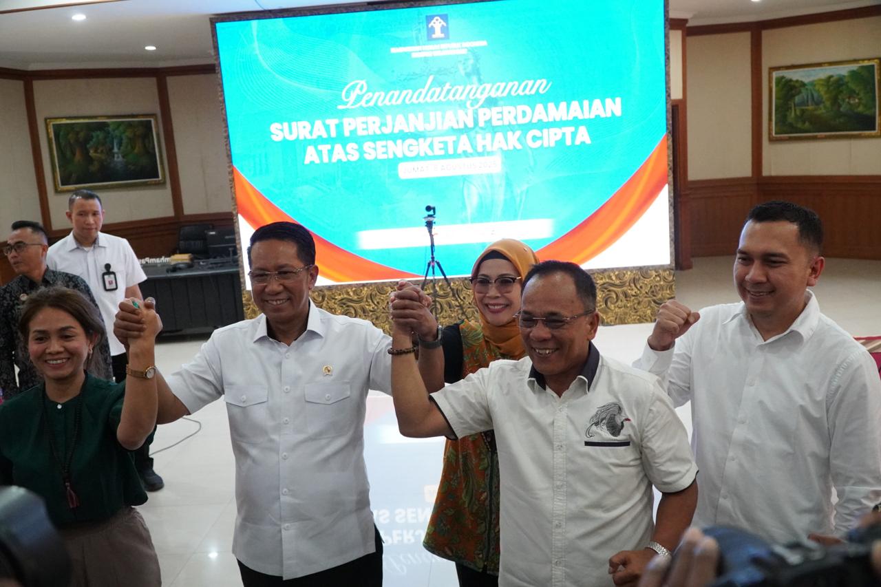Menkum Saksikan Perdamaian Sengketa Hak Cipta LMK SELMI dan Mie Gacoan. (Foto/Kemenkum)
