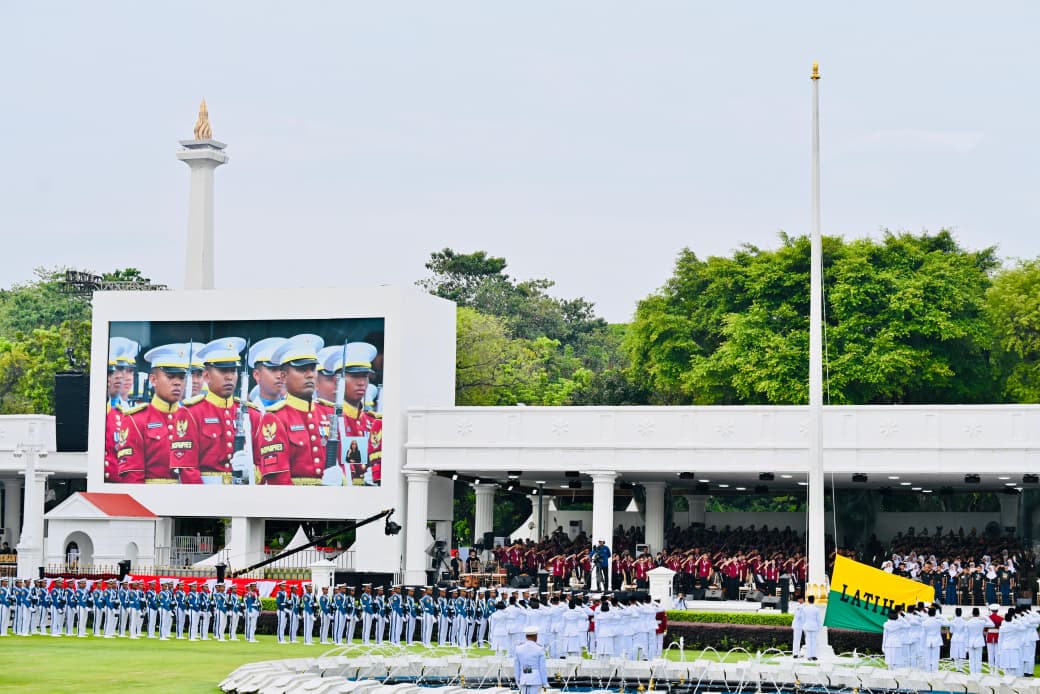 Gladi bersih upacara HUT RI ke-80 di Istana Merdeka Jakarta. (BeritaNasional/Oke Atmaja)