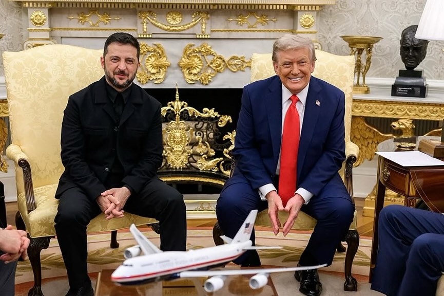 Presiden AS Donald Trump bertemu dengan Presiden Ukraina Volodymyr Zelensky di Gedung Putih. (Foto/Instagram Trump)