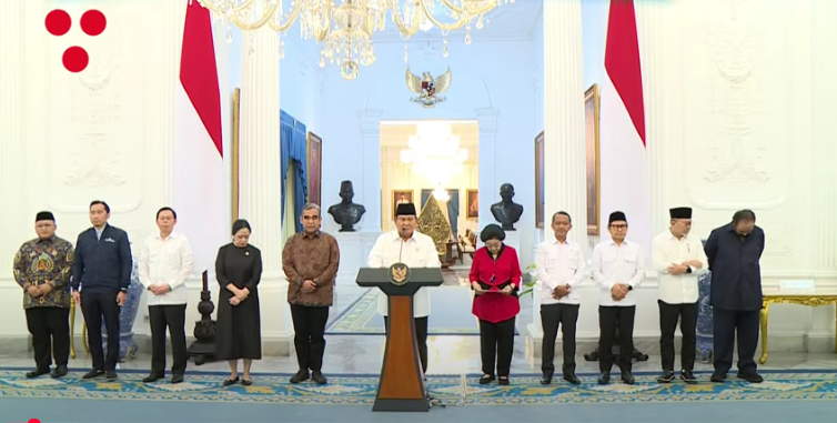 Presiden Prabowo bersama pimpinan Parpol di Istana. (Foto/Tangkapan Layar)