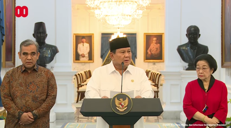 Presiden Prabowo bersama pimpinan Parpol di Istana. (Foto/Tangkapan Layar)