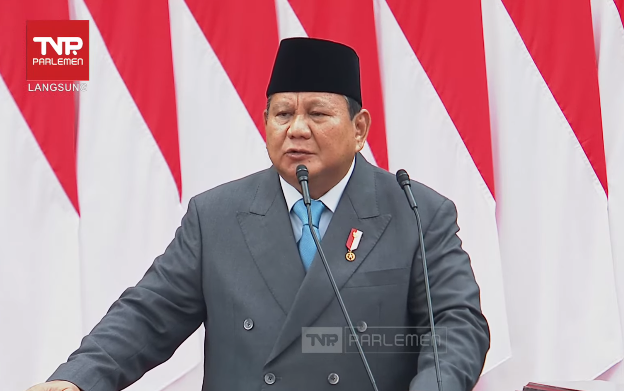 Presiden Prabowo Subianto di sidang Tahunan MPR RI 2025. (Foto/TV Parlemen)