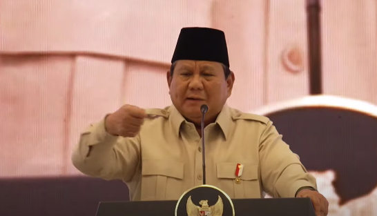 Presiden Prabowo Subianto dalam peresmian Apkasi Otonomi Expo 2025. (Foto/YouTube Setpres)