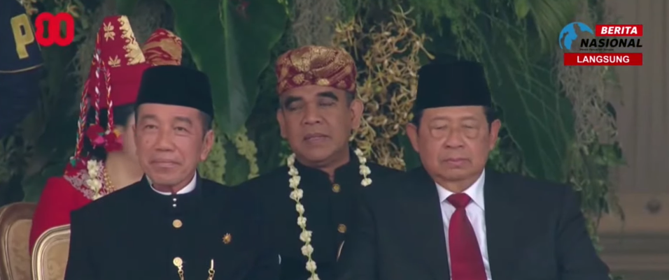 Momen SBY dan Jokowi Hadiri Upacara HUT ke-80 RI. (Foto/Tangkapan layar)
