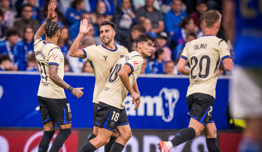 Momen Barcelona comback atas Real Oviedo, aga yang berlangsung di Carlos Tartiere, Jumat (26/9/2025) dini hari. (Foto/doc. Barca)