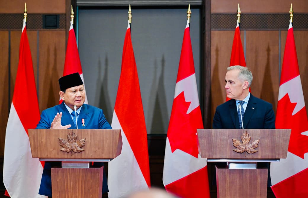 Prabowo Subianto bertemu dengan Perdana Menteri (PM) Kanada Mark Carney. (BeritaNasional/Setpres)