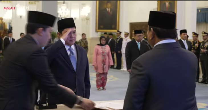 Momen Erick Thohir dilantik menjadi Menteri Pemuda dan Olahraga. (Foto/Tangkapan Layar)
