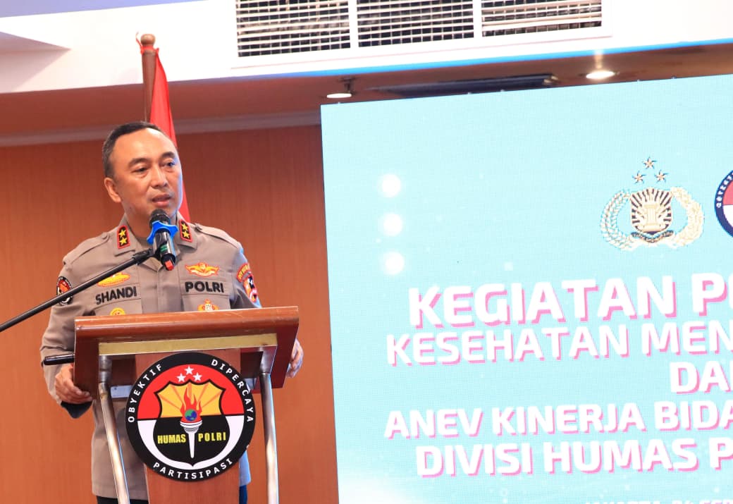 Kadiv Humas Polri Irjen Pol Sandi Nugroho membuka kegitan anev Polri. (BeritaNasional/dok Polri)