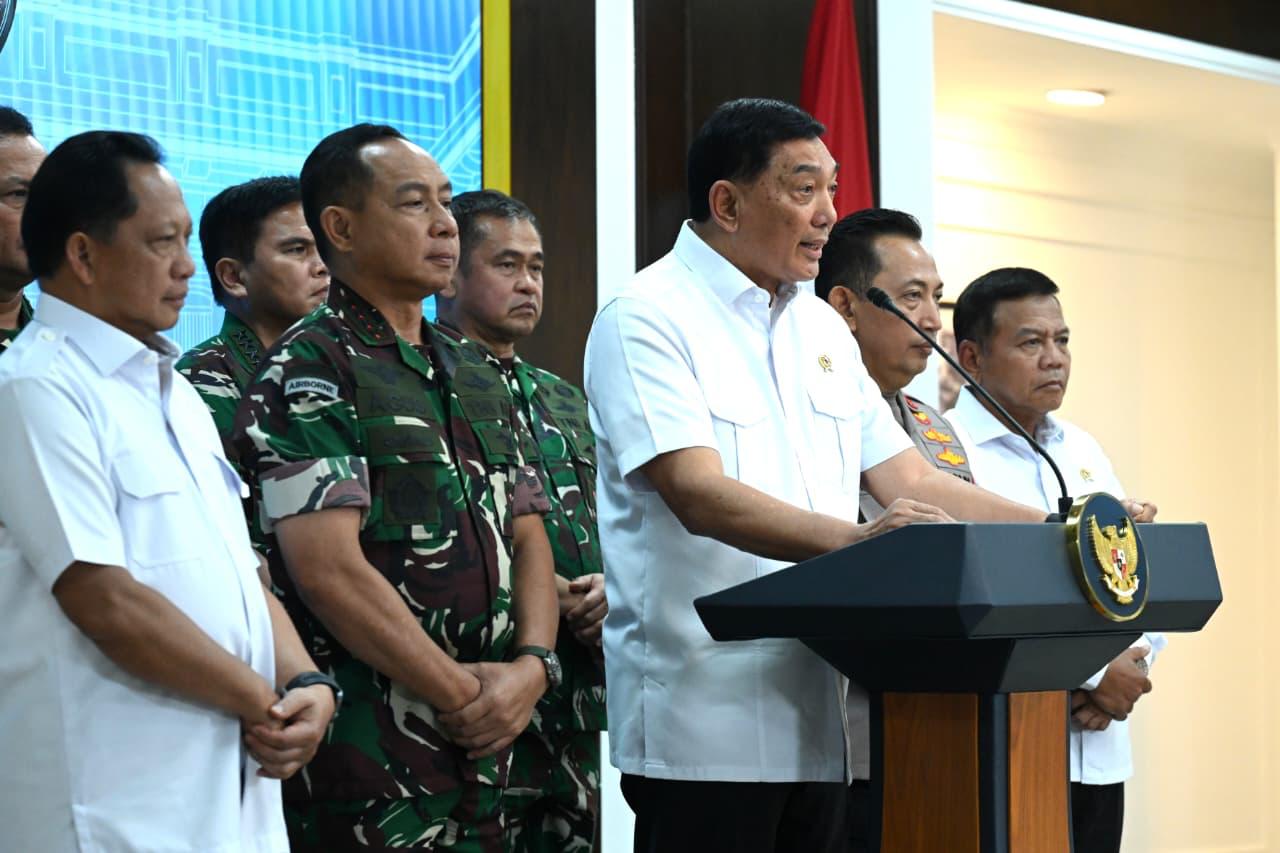 Menteri Pertahanan (Menhan) Sjafrie Sjamsoeddin berikan keterangan situasi terkini (Beritanasional/Setneg)
