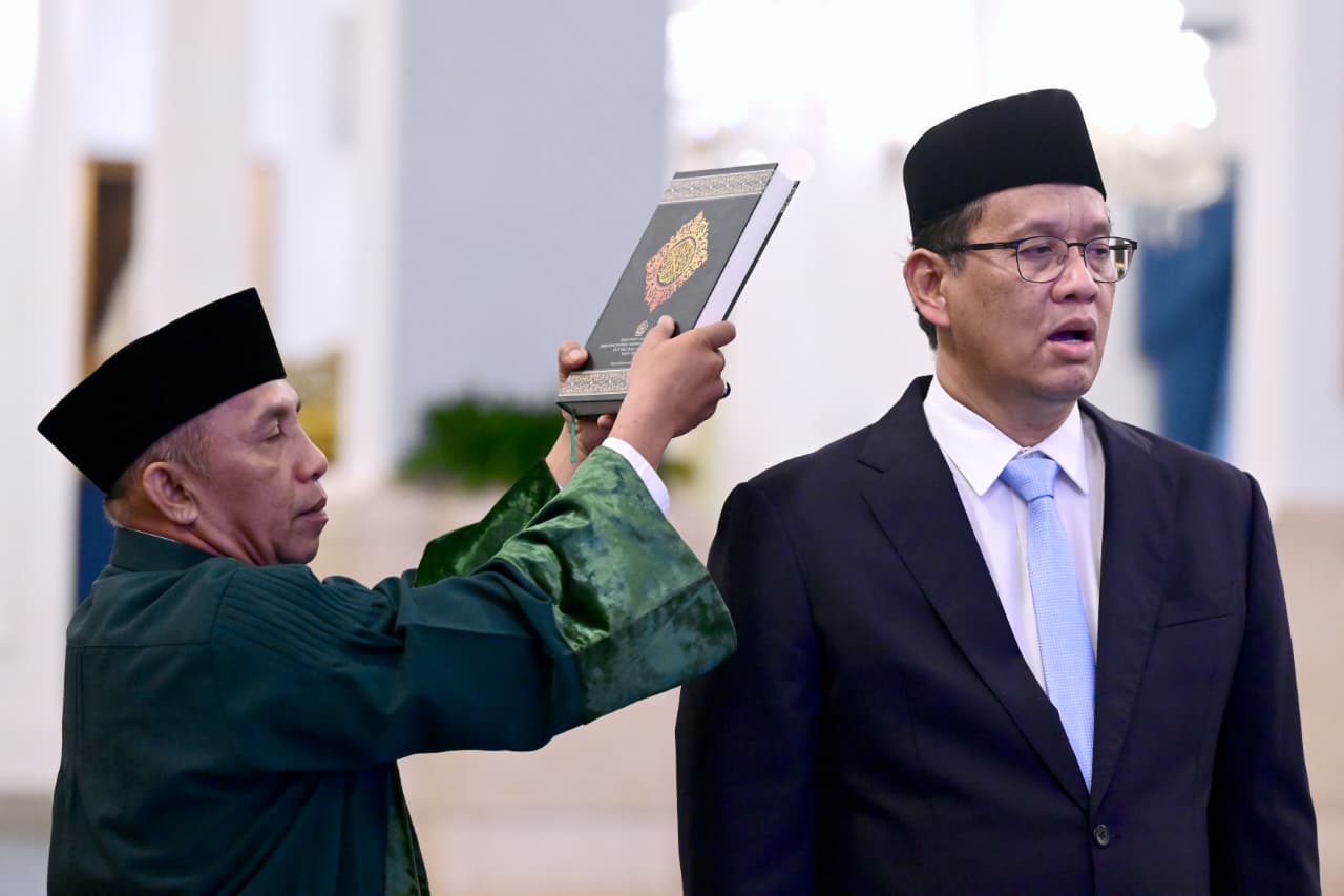 Menteri Kuangan Purbaya Yudhi Sadewa diambil sumpah jabatan(Foto/BPMI)