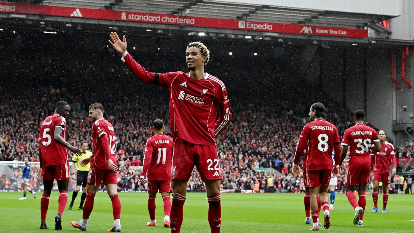 Para penggawa Liverpool berselebrasi. (Foto/liverpoolfc.com)