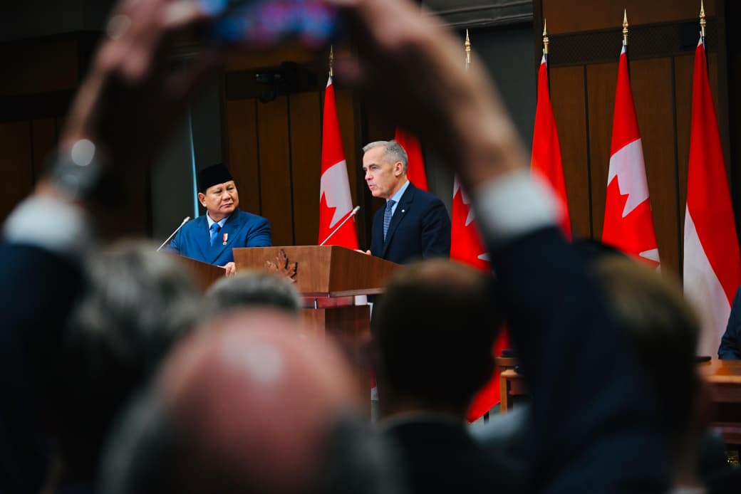 Presiden Prabowo Subianto bersama PM Kanada Mark Carney. (BeritaNasional/Setpres)