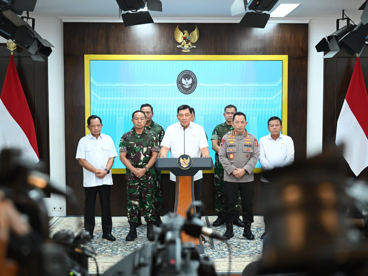 Menteri Pertahanan (Menhan) Sjafrie Sjamsoeddin berikan keterangan situasi terkini (Beritanasional/Setneg)