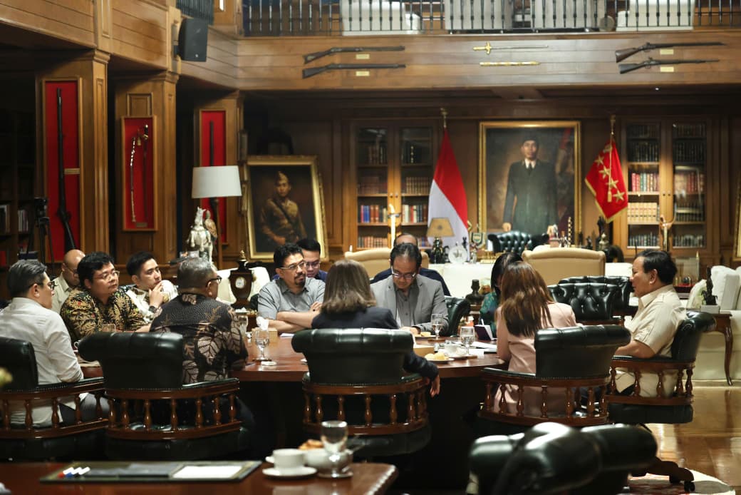Presiden Prabowo Subianto saat bertemu dengan perwakilan media. (Foto/Tim Media Presiden)