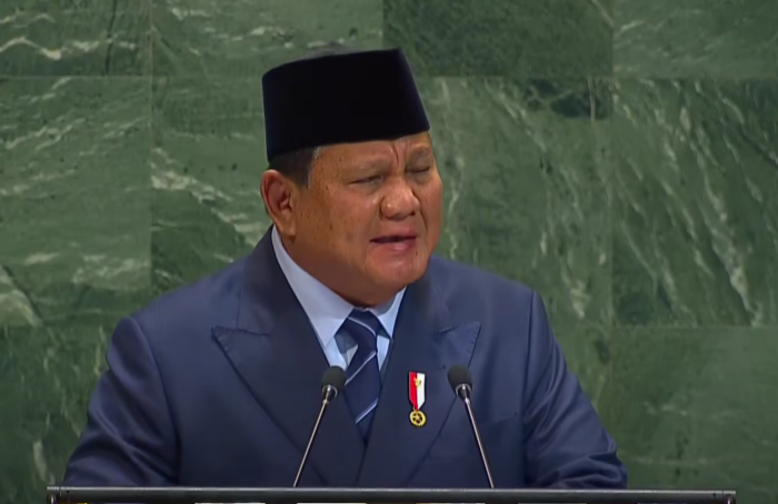 Presiden Prabowo Subianto di Sidang Umum PBB. (Foto/YouTube Setpres)