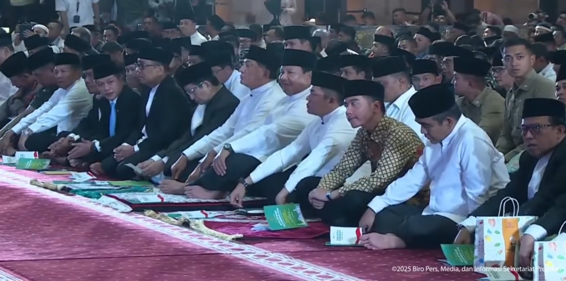 Presiden Prabowo Subianto hadiri peringatan Maulid Nabi Muhammad di Masjid Istiqlal. (BeritaNasional/tangkapan layar)