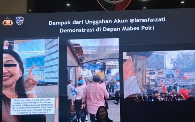 Wanita ini Jadi Tersangka, Gara-Gara Hasutan Bakar Mabes Polri di Medsos Bareskrim Polri tangkap pengunggah hasutan bakar Mabes Polri. (BeritaNasional/Bachtiarudin)